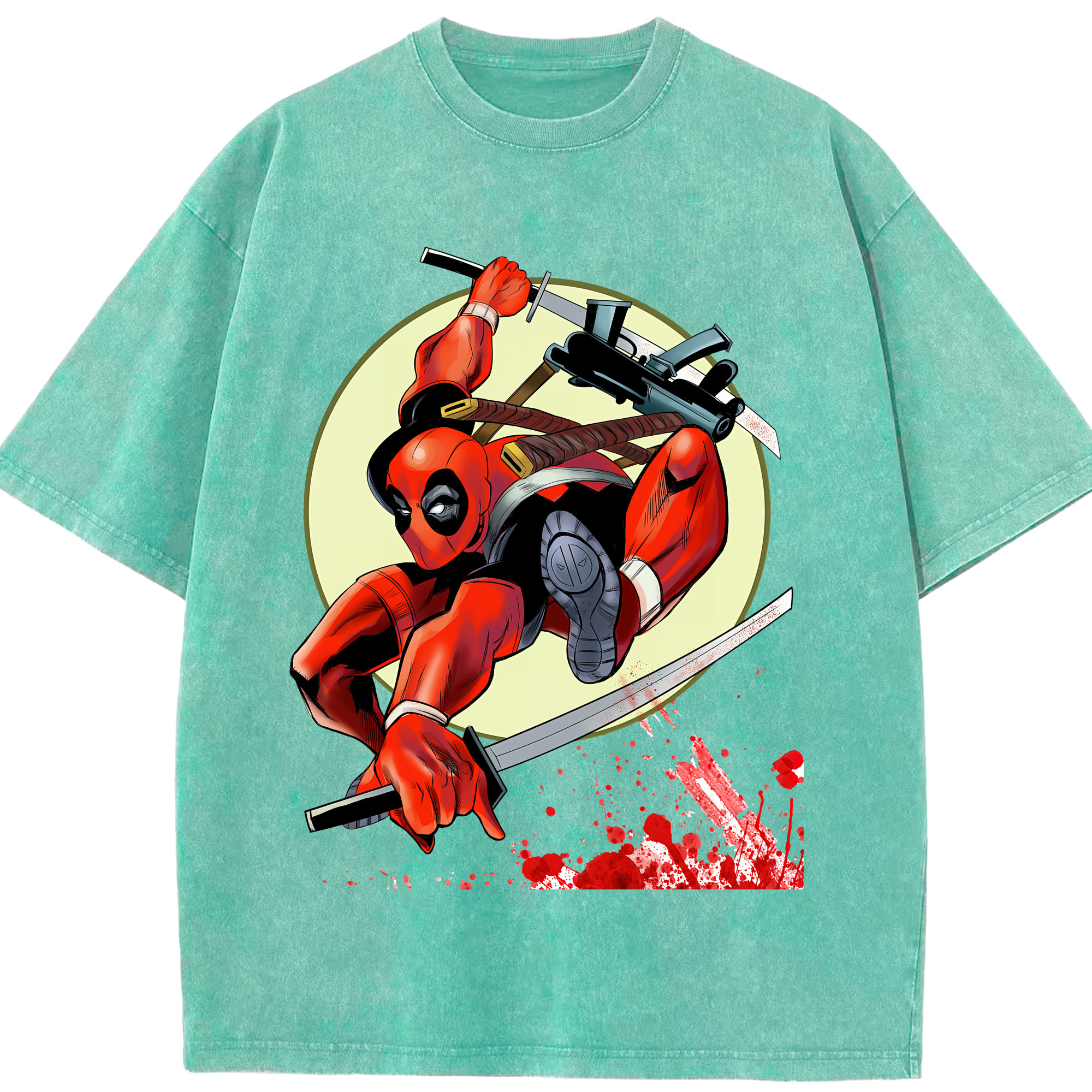（画像用） Deadpool デッドプール 綿100% ヴィンテージ風 半袖Tシャツ（フロントプリント）
